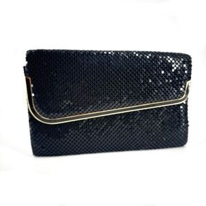 Vintage‎ Women's Chainmail Metallic Mesh Purse Clutch Handbag Black Gold Small